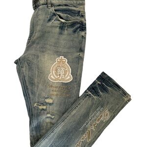 Smoke rise Mens slim tapered fit denim